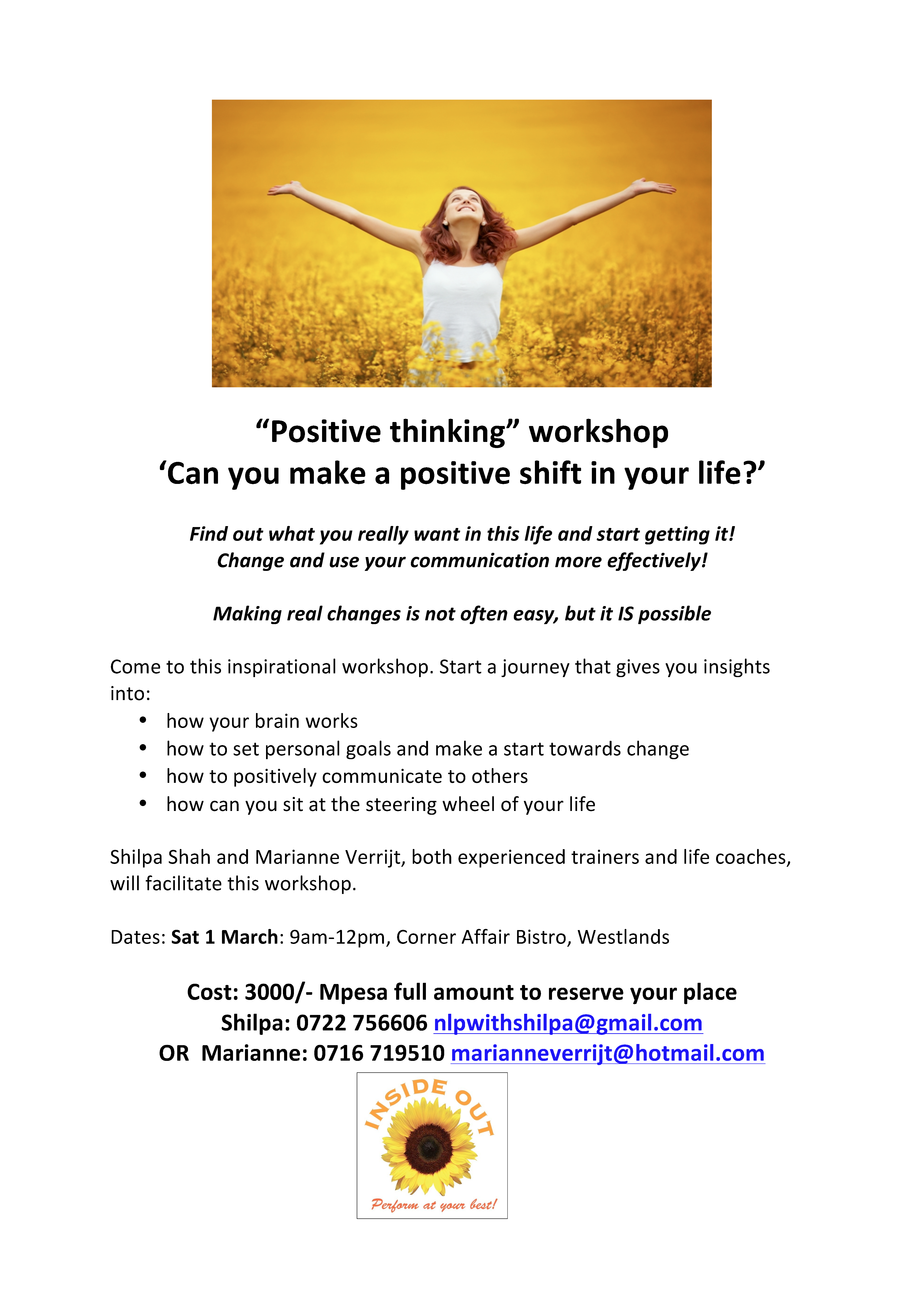 Positive Thinking mini workshop March 14